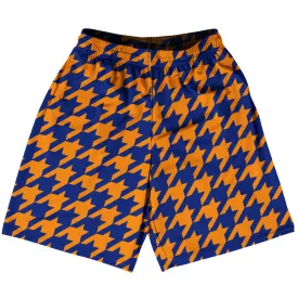 Blue Royal And Tennessee Orange Houndstooth Basketball Practice Shorts Made In USA