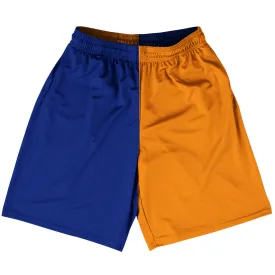 Blue Royal And Tennessee Orange Quad Color Basketball Practice Shorts Made In USA