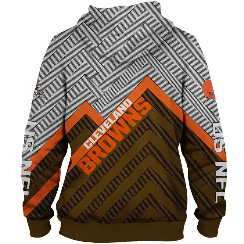 Cleveland Browns NFL Rugby Team Printed Zip Up Hoodie
