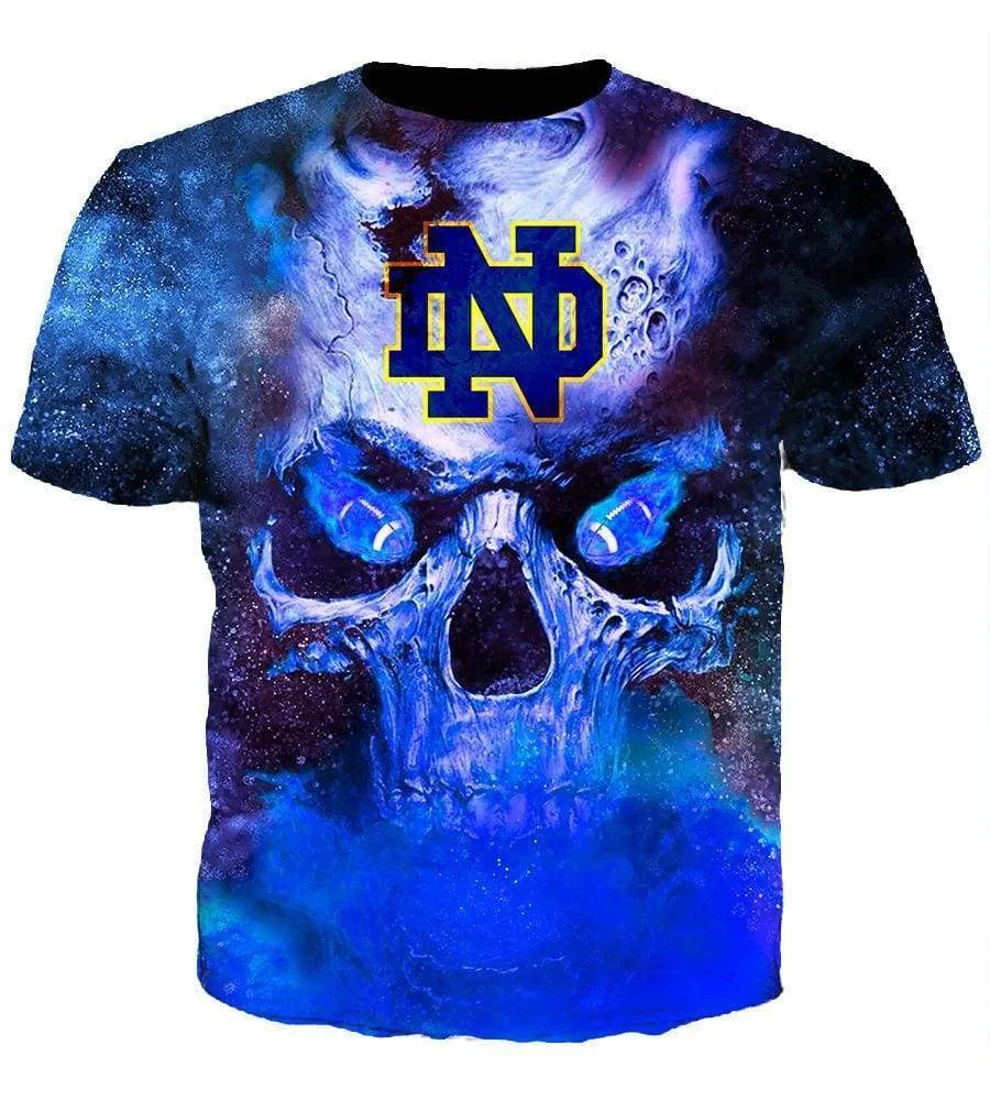 Funny Skull Notre Dame Irish Hoodies - Pullover Fighting Blue Hoodie
