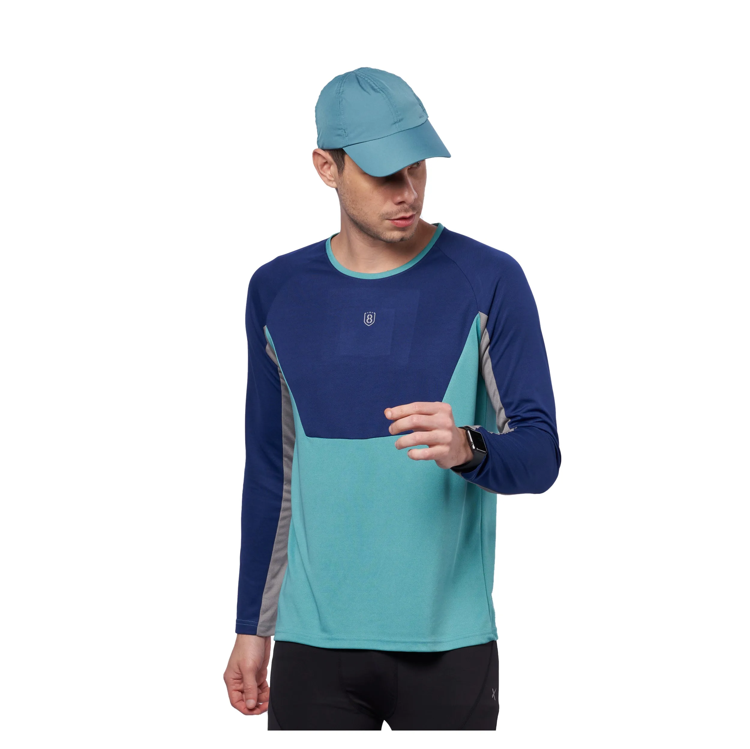 Men breathable color block full sleeve T-shirt for Running/Training/ Gym workout/sports