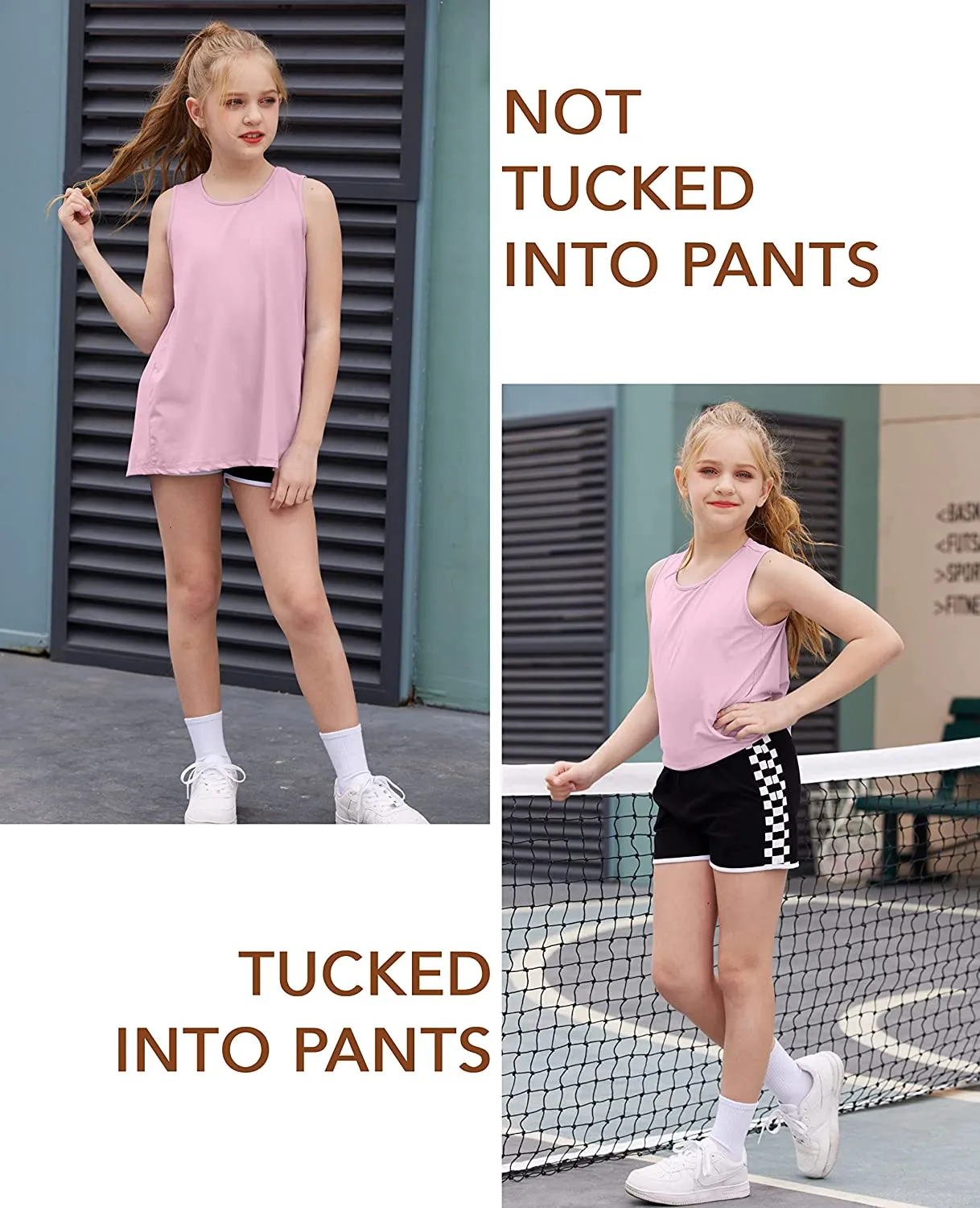 Size 6 - 7 Years Pink Trendy Summer Sleeveless Crewneck Tank Top