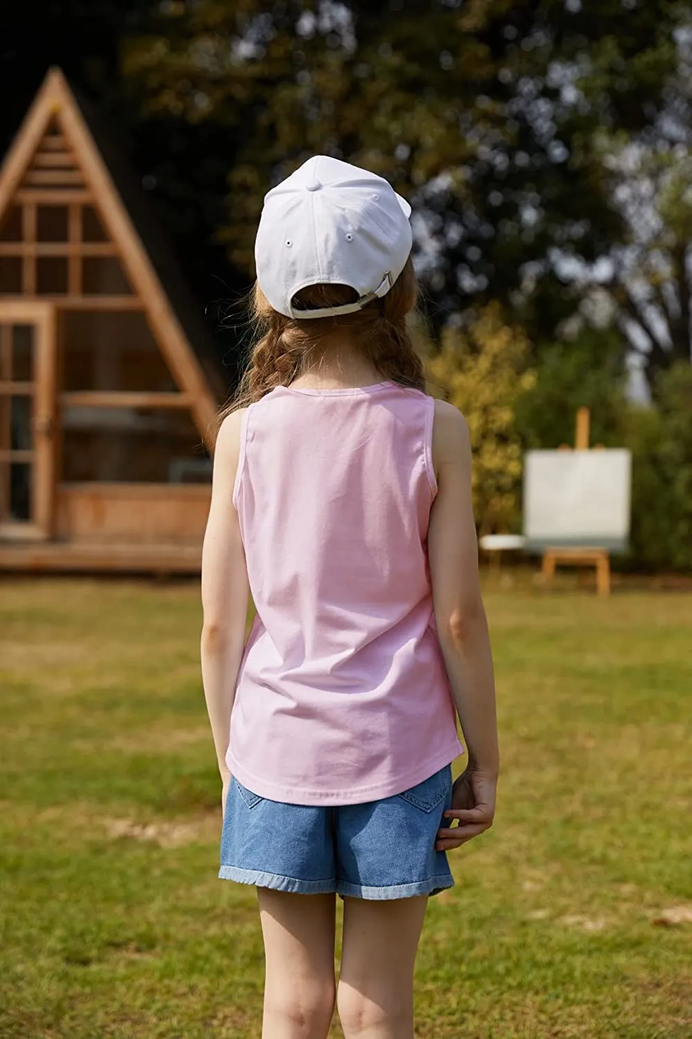 Size 6 - 7 Years Pink Trendy Summer Sleeveless Crewneck Tank Top