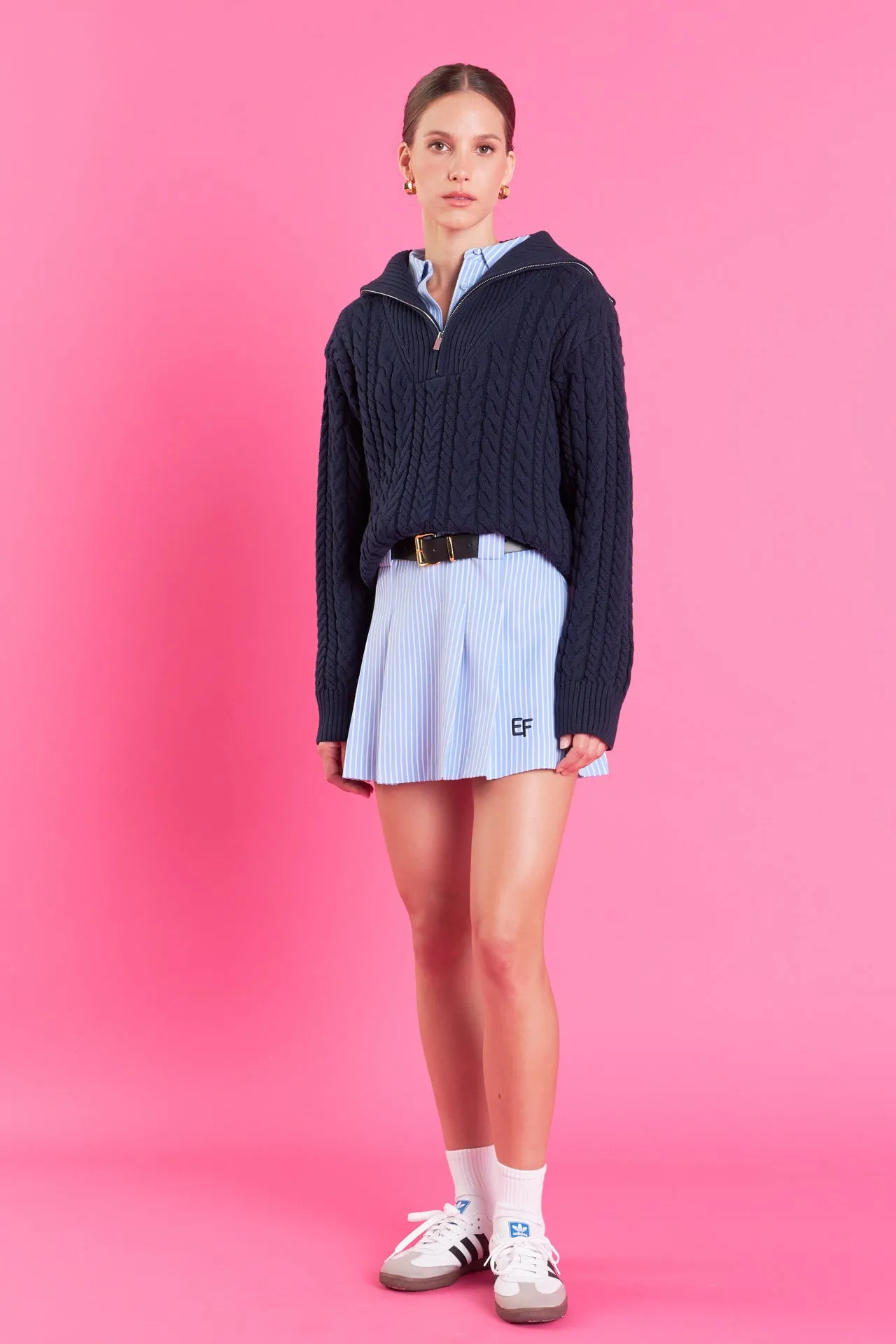 Stripe Mini Pleated Skort