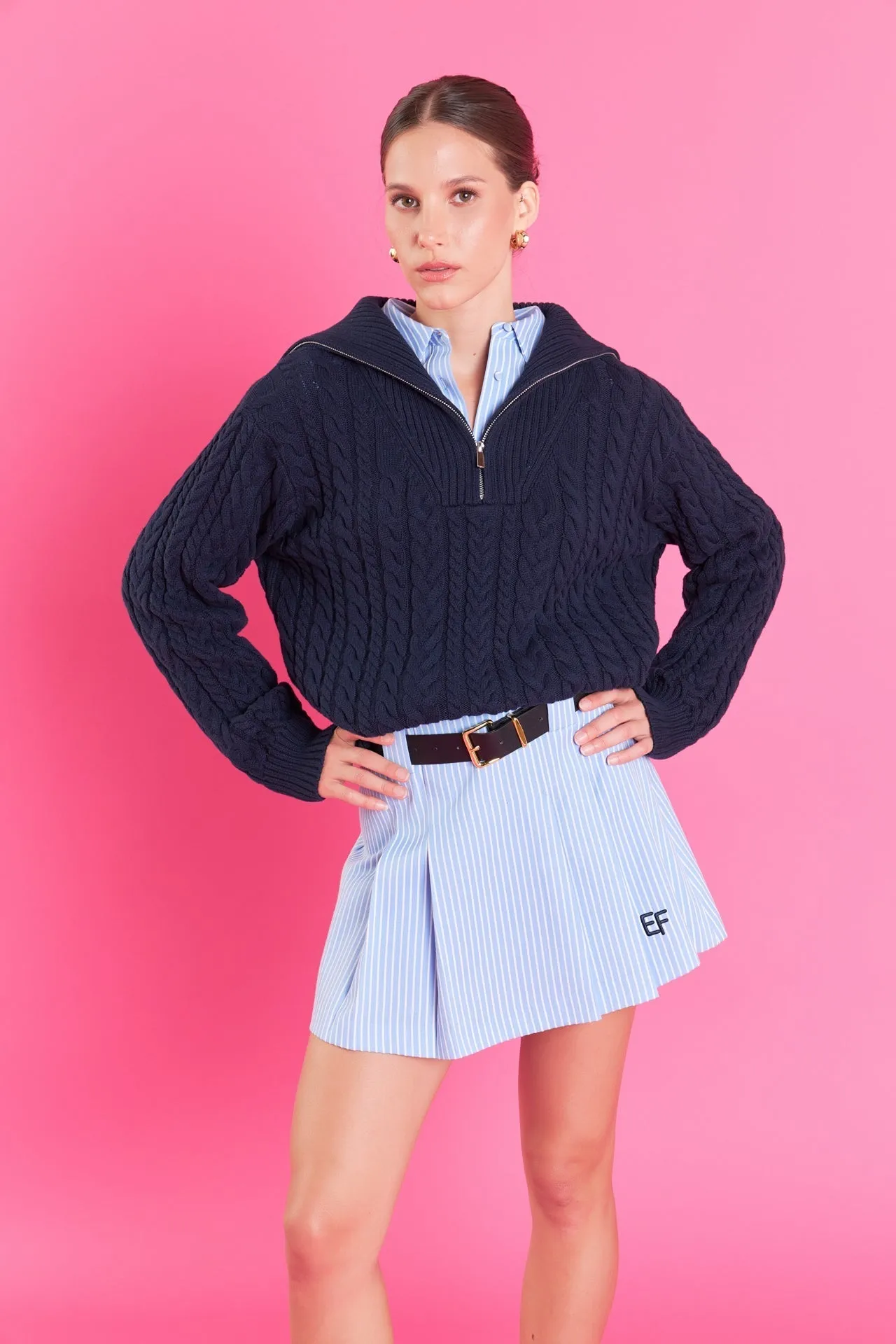 Stripe Mini Pleated Skort
