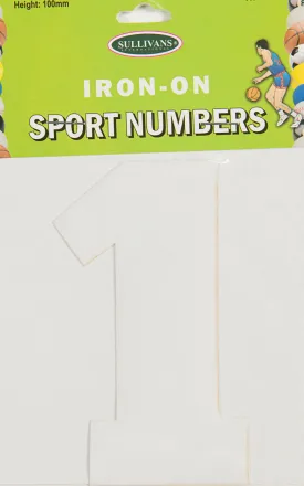 Sullivans Iron On Number 1, White- 10cm