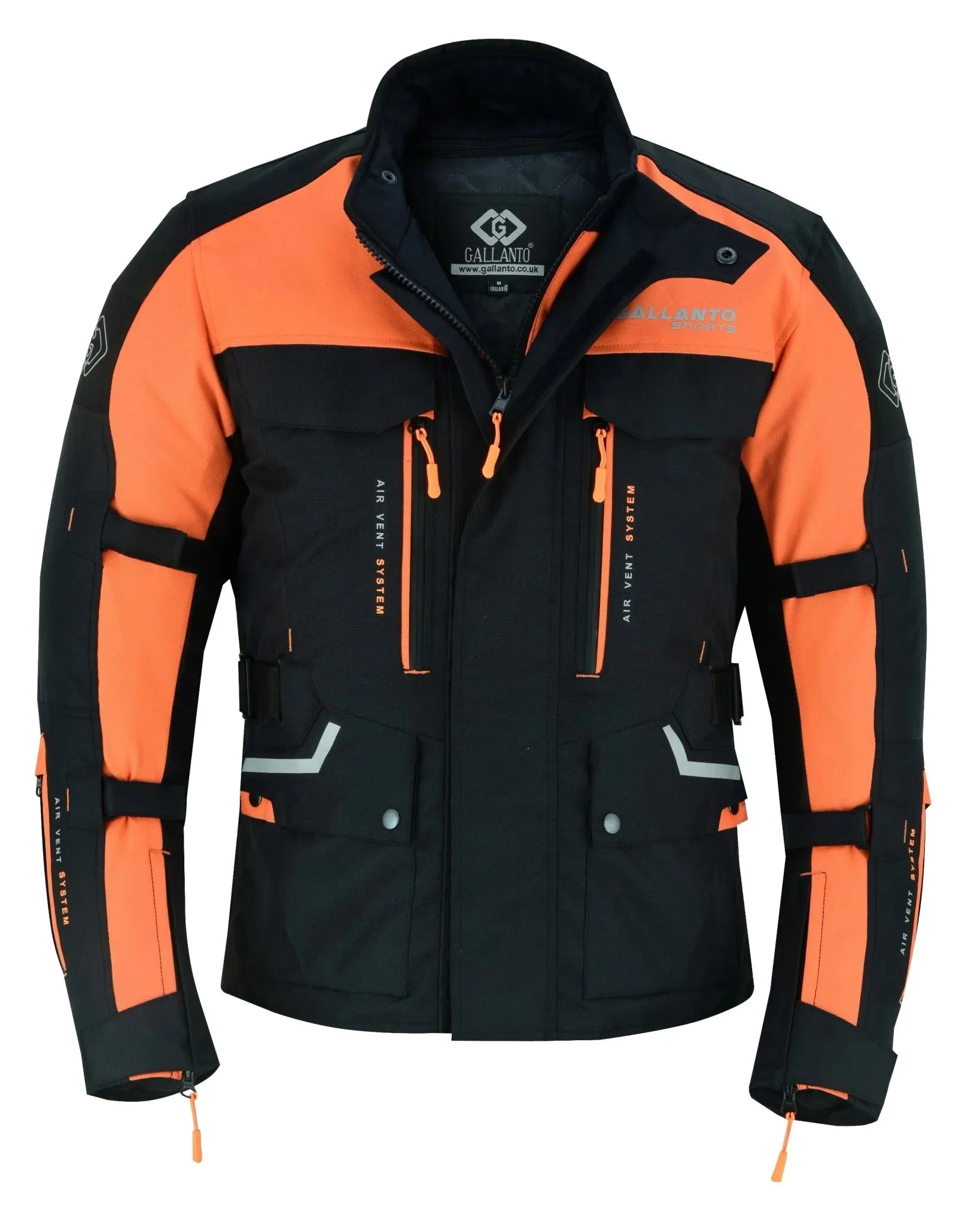 Textile Black & Orange Biker Long Motorcycle Jacket