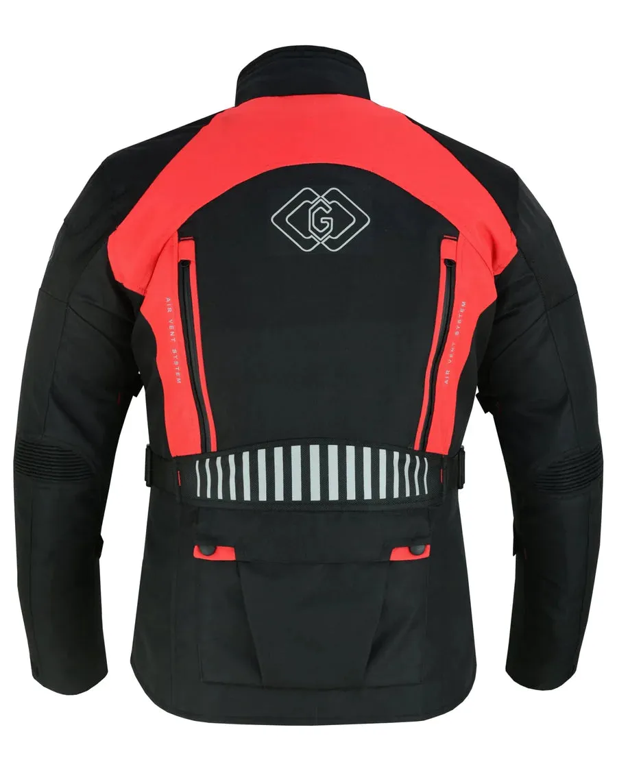 Textile Black & Orange Biker Long Motorcycle Jacket