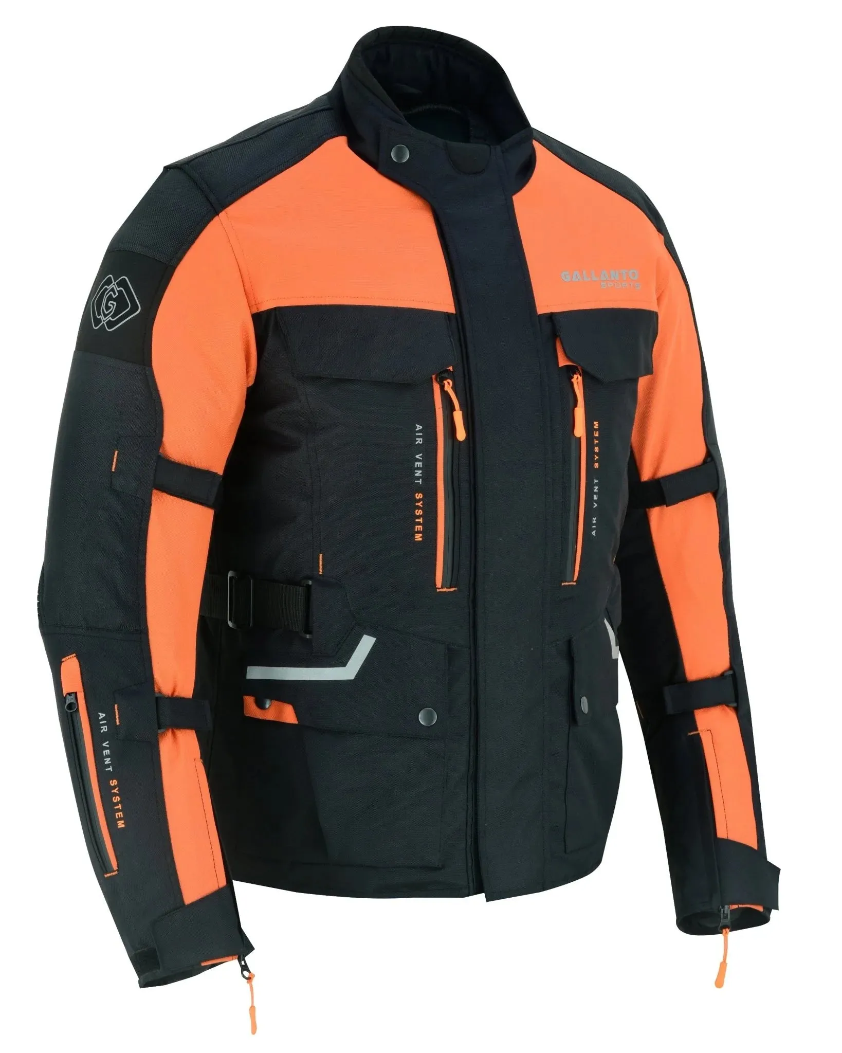 Textile Black & Orange Biker Long Motorcycle Jacket