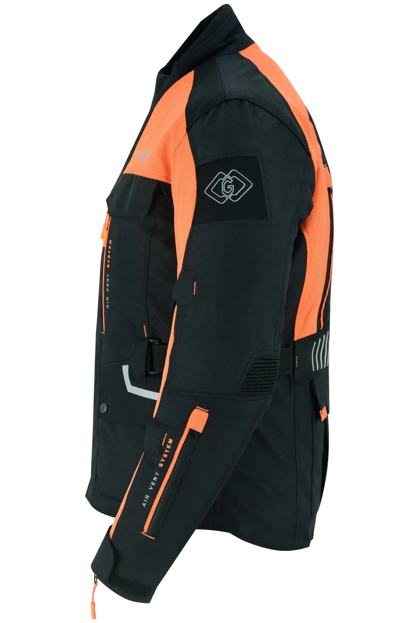 Textile Black & Orange Biker Long Motorcycle Jacket