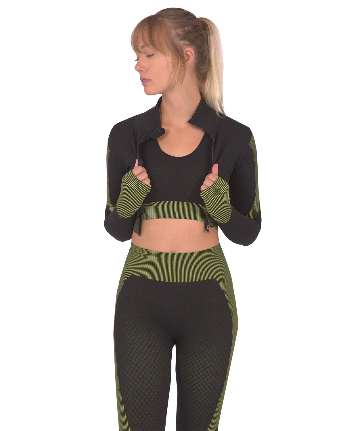 Trois Green Seamless Sports Jacket