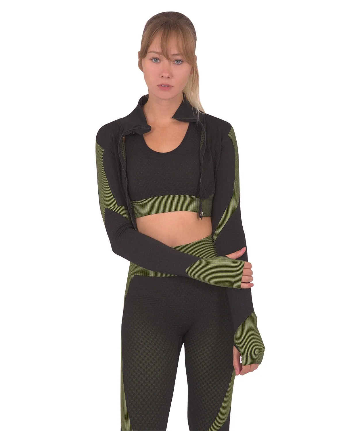 Trois Green Seamless Sports Jacket
