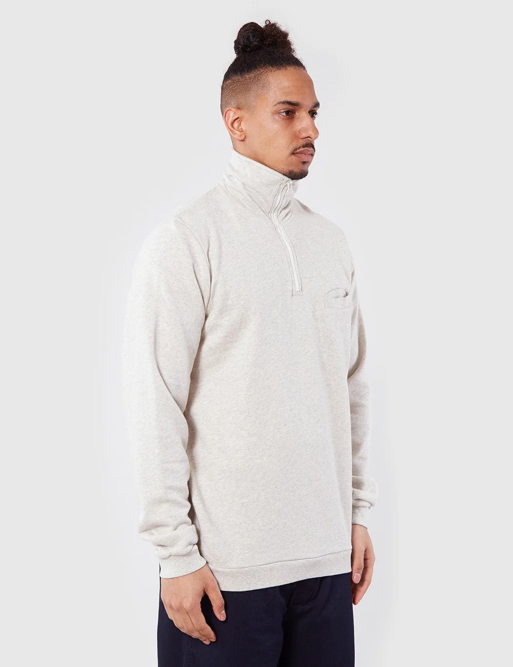 Universal Works 1/4 Zip Sweatshirt - Sand Marl