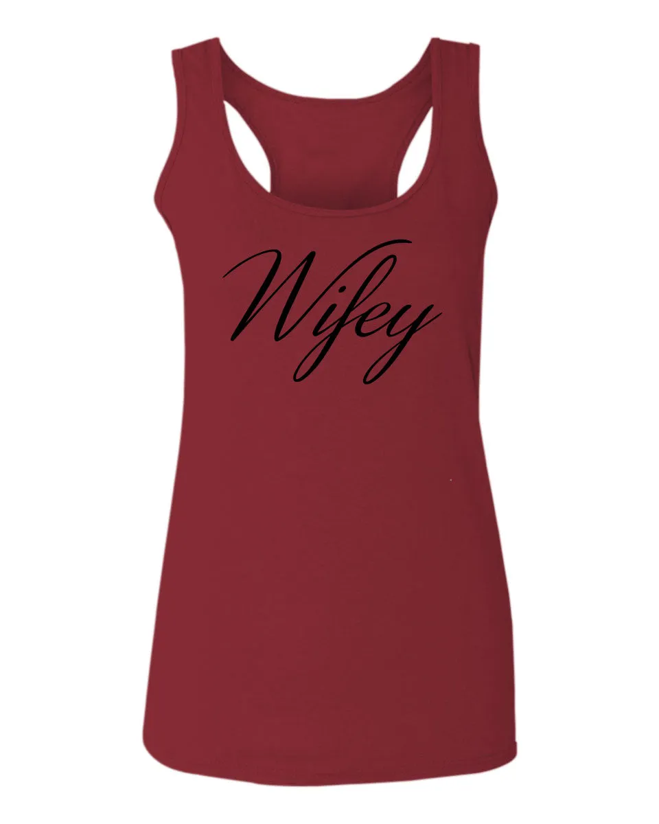 VICES AND VIRTUESS Letter Printed Wifey Couple Wedding Hubby Matching Bride  women's Tank Top sleeveless Racerback