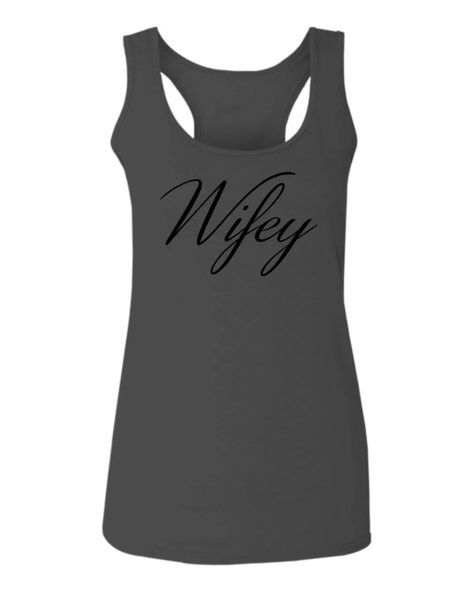 VICES AND VIRTUESS Letter Printed Wifey Couple Wedding Hubby Matching Bride  women's Tank Top sleeveless Racerback