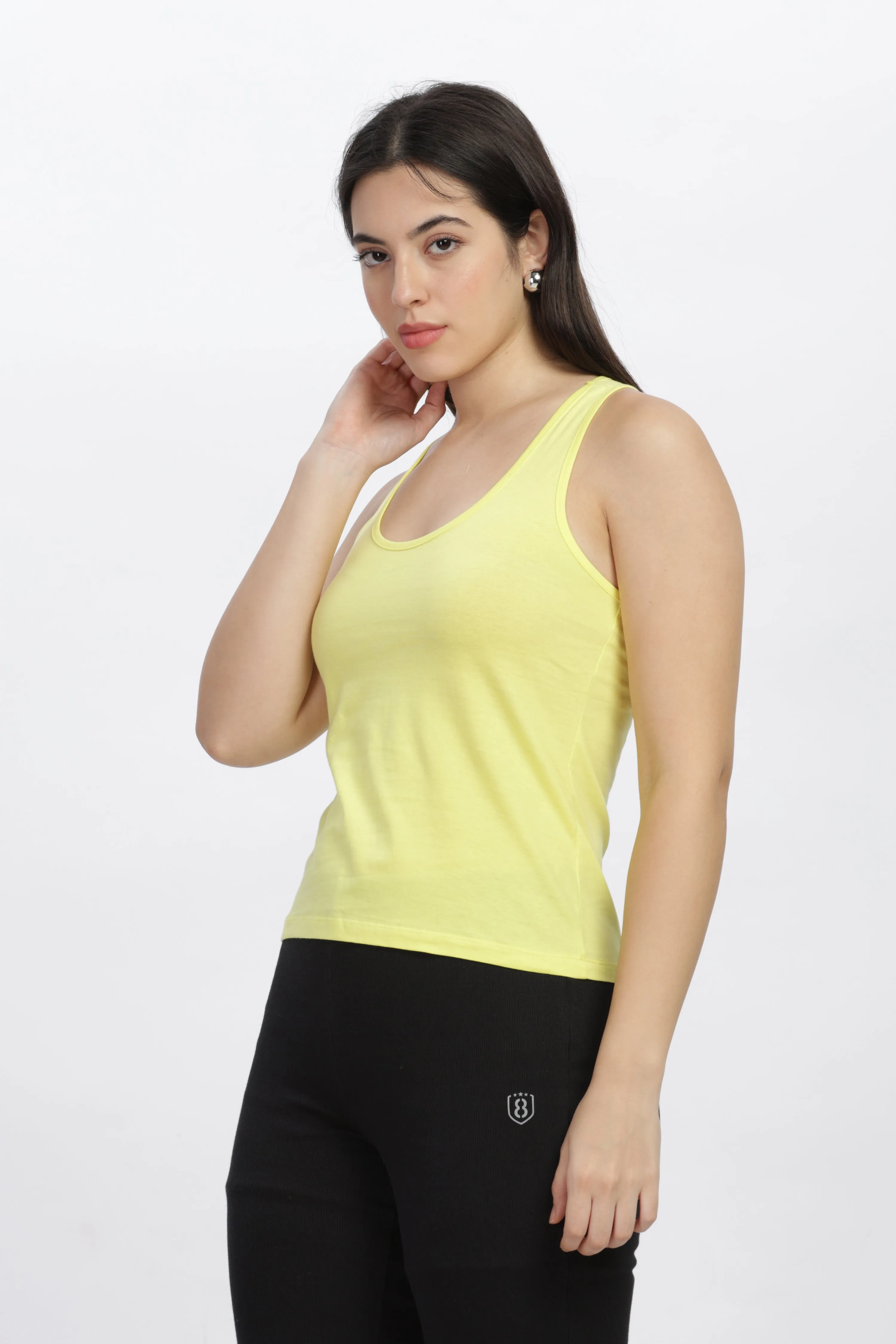 Women Sleeveless Razer Back Running Tank top (Lemon Yellow)