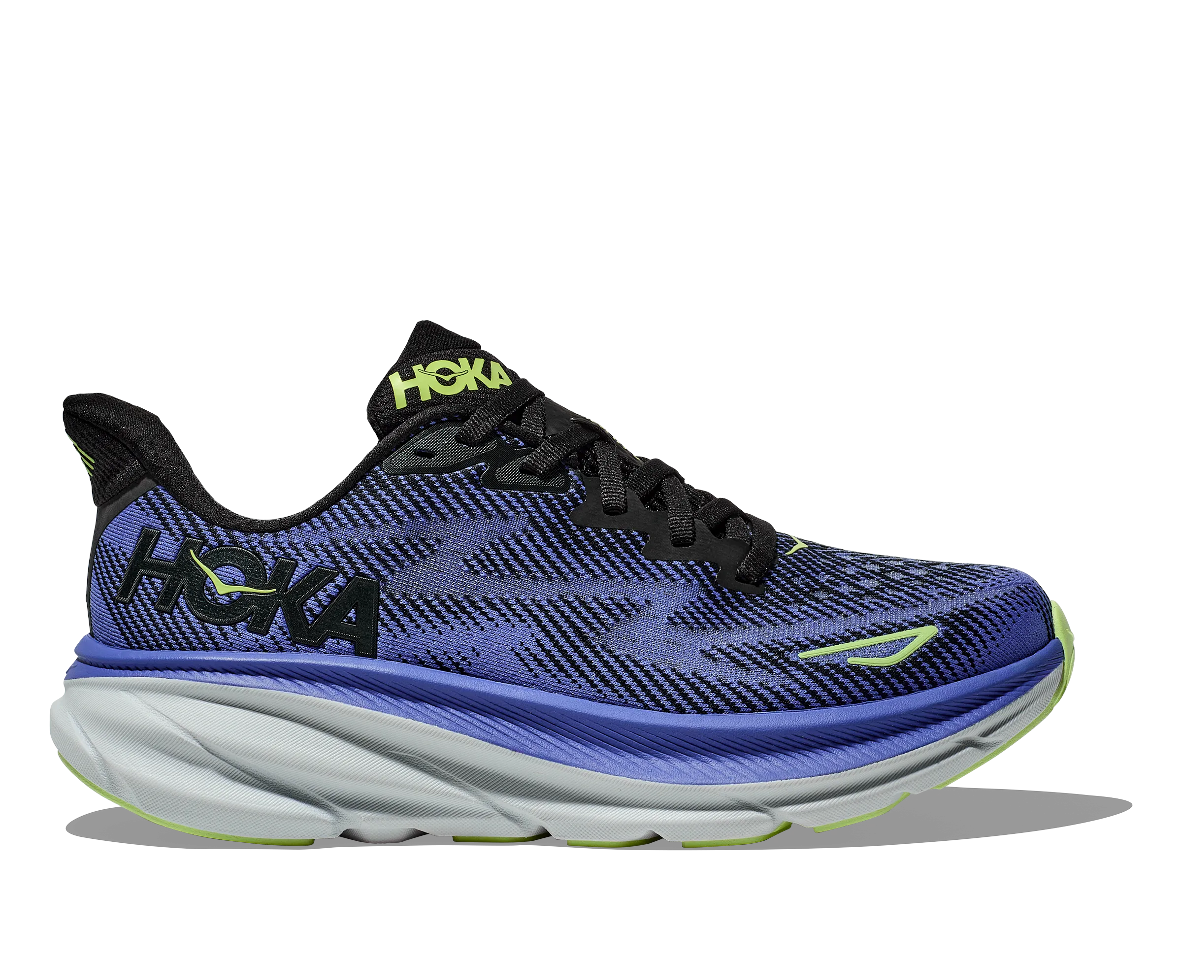 Women's Hoka Clifton 9 Color: Black / Stellar Blue