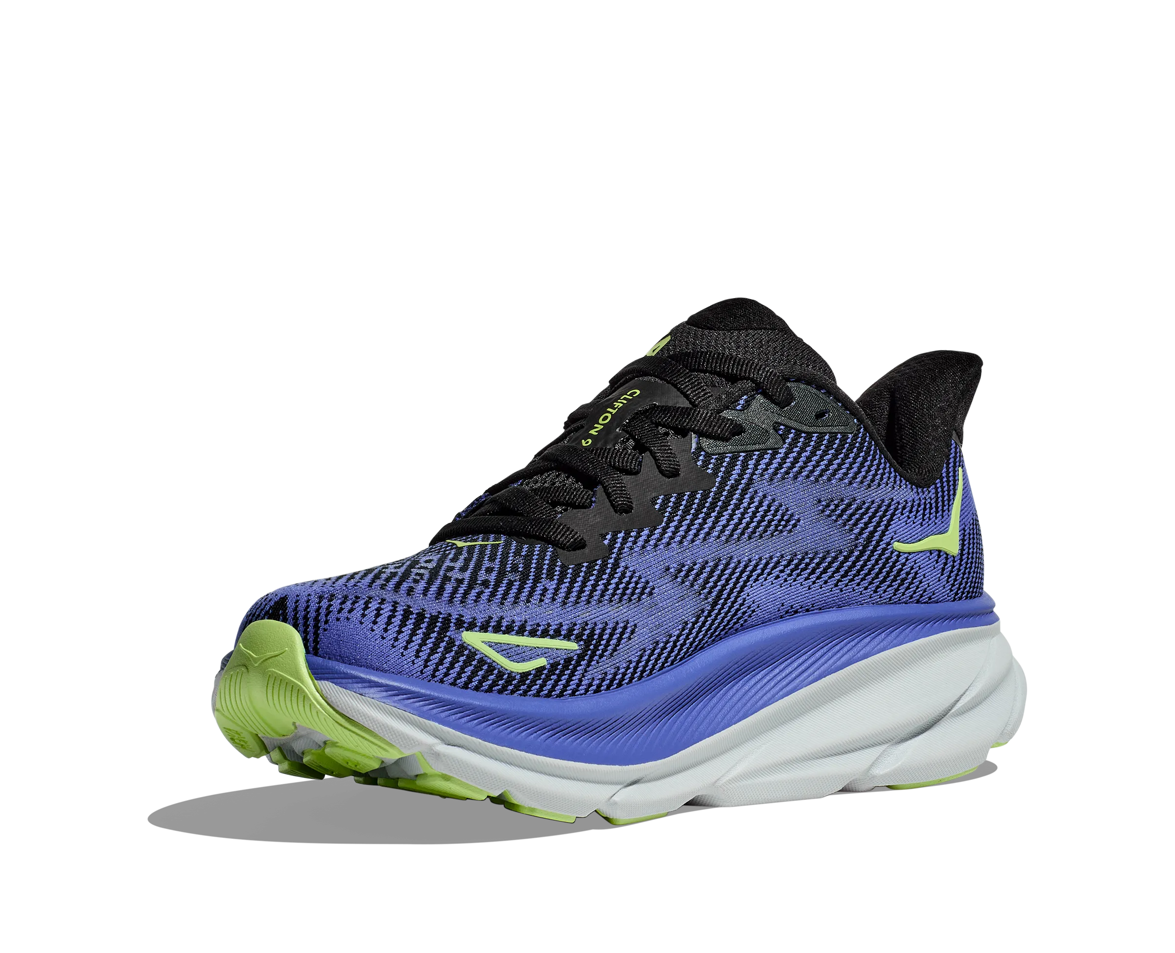 Women's Hoka Clifton 9 Color: Black / Stellar Blue
