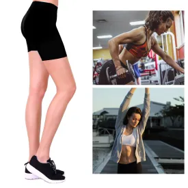 Womens Stretch Casual Shorts Biker Exercise Yoga Workout Seamless One Size Black