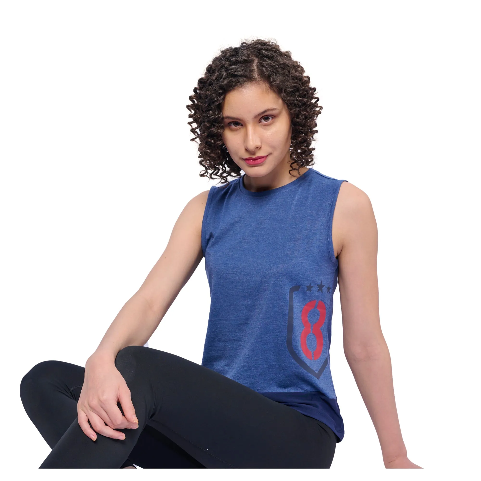 Women's Tank Top with Cut Out Mesh at Bottom
