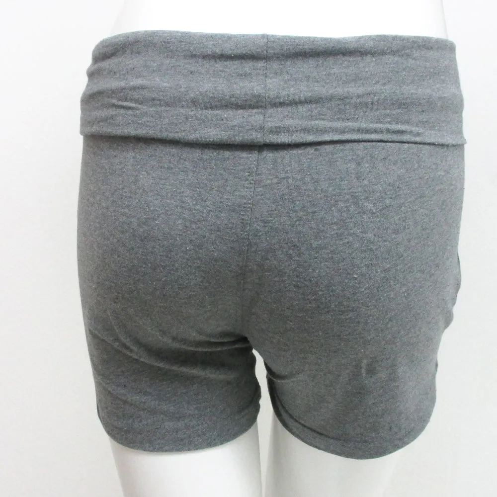 Women's Yoga Fold Over Waist Gym Spandex Sexy Shorts Cotton Fitness Grey Medium