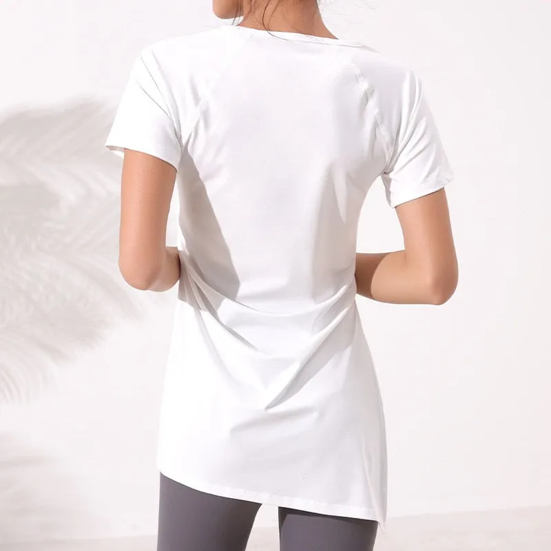 Yoga Sports Short-Sleeved Sexy Women&#39;s Quick-Drying Fitness Clothes Running Casual Slimming Tops Exercise T-Shirts GYM Wear